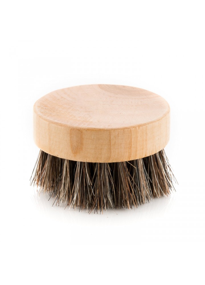 Wood Beard Brush for Men in Small and Round Bamboo Base
